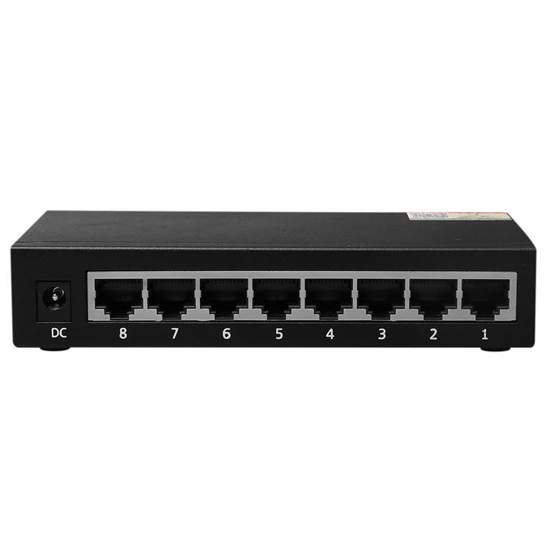 Network Switch 10/100/ 1000Mbps 8 Port RJ45 HUB Gigabit Ethernet LAN Extension Adapter with Black Metal Shell EU US Plug