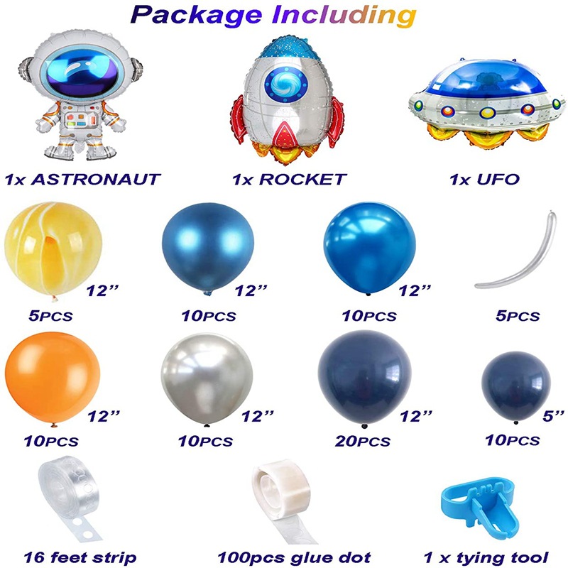 85pcs/set Outer Space Balloons Arch Universe Space Planets UFO Rocket Astronaut Balloons Garland Kids Birthday Party Decor