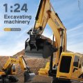 2.4G 6 Channel 1:24 RC Excavator Toy RC Engineering Car Alloy And Plastic Excavator RTR For Kids Christmas Gift