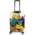 NEWCOM Luggage 24 Inches Colorful Suitcase Spinner Hardside TSA Lock Contrasting Colors Smoke Ink Diffuse Printed ABS+PC
