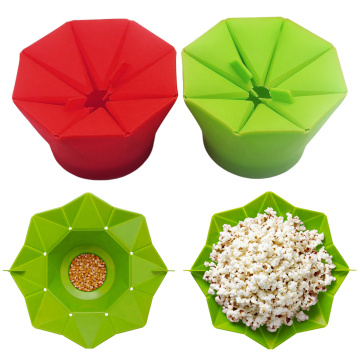 Popcorn Popper Maker Bowl DIY Silicone Microwave Popcorn Maker Fold Bucket Red Green Kitchen Tool