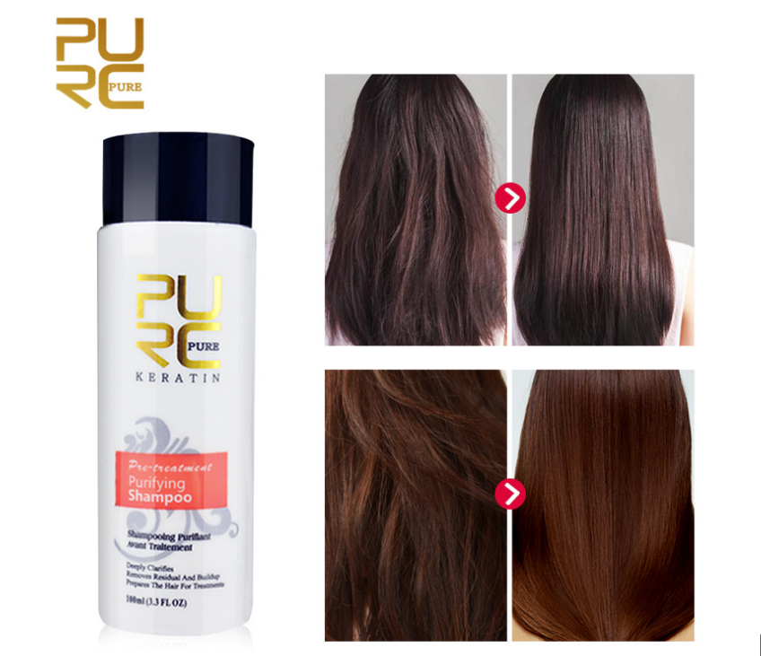 Purc Straightening Hair Repair And Straighten Damage Hair Products Brazilian Keratin Treatment + Purifying Shampoo Hair Care Set