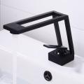 Luxury Bathroom Faucet Hollow design Bathroom Basin Faucet Cold & Hot Water Mixer Sink Tap Single Handle Deck Mounted Black Tap