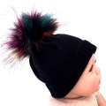 Soft Cotton Knit Beanies Hats with faux fur pom pom For Newborn baby Boys Girls Autumn Winter Toddler Kids Children Hats And Cap