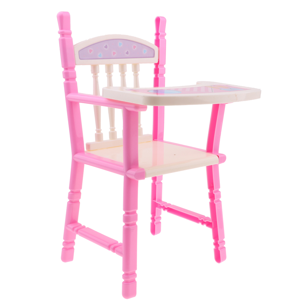Lovely Reborn Doll Dinner Chair Baby Dolls Highchair Set, for 9-11inch Doll, Also for Dollhouse Dining Room Furniture Toy Decor