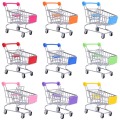 Supermarket Hand Trolley Mini Shopping Cart Desktop Decoration Storage Toy Gift Shopping Utility Cart Mode Storage Pink Children