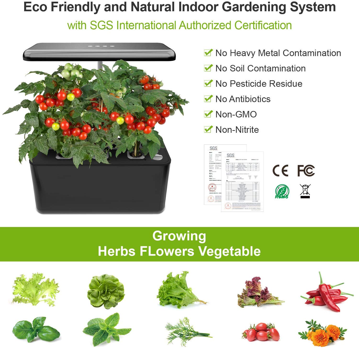 Hydroponics Growing System, Indoor Herb Garden Starter Kit with LED Grow Light, Smart Garden Planter for Home Kitchen, Automatic