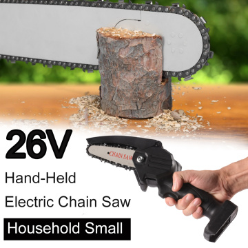 26V Portable Electric Pruning Saw Rechargeable Woodworking Chainsaw Garden Logging Mini 4Inch Chain Saws with Lithium Battery