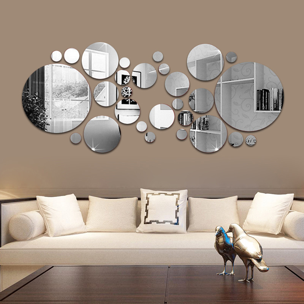 26pcs 3D Mirror Wall Sticker Round Mirror DIY TV Background Bathroom Stickers Wall Decor bedroom Bathroom Home Decoration mirror