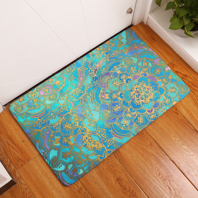 Geometric Flower Design Series Non Slip Shower Mat Bathroom Carpet Bath Mat Rugs Home Decoration Floor Mat Kitchen Mat