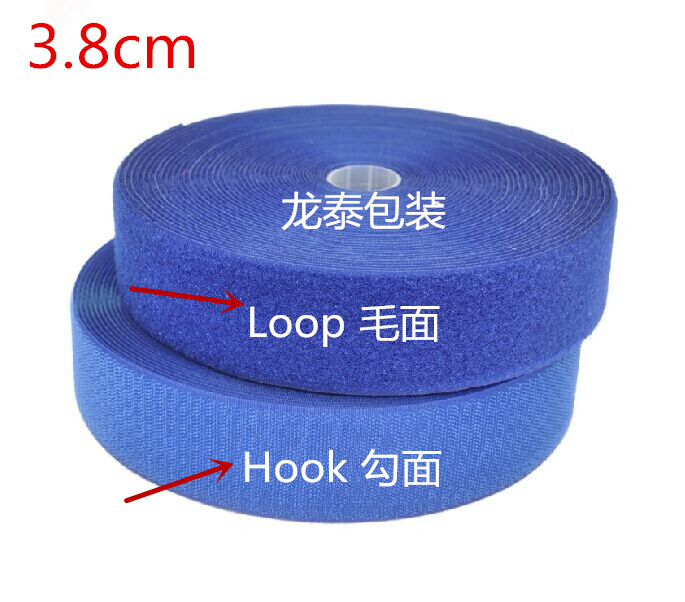 Free shipping 50meters 1.5'' 38mm Width 25meters *1pair colorful Grade A Sewing Hook Loop tape Nylon strap for cloth accessories