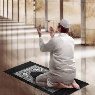 Portable Islam Muslim Prayer Mat Rug With Compass Vintage Pattern Islamic Eid Blanket Carpets Decoration Gift Pocket Sized Bag