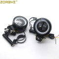 ZORBYZ Black LED Angel Eye Halo Ring Passing Spot Fog Light with 33-43mm Fork Tube Bar Bracket For Harley Honda Yamaha Custom