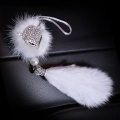 Fashion Diamond Crystal Car Pendant Decoration Rearview Mirror Hanging Fox fur Ornaments Car Styling Interior Accessories Gifts