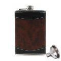 7oz 9oz 8oz Hip Flask Stainless Steel Brown Black PU Leather Premium Portable Vodka and whisky Hip Flask With Funnel Gift Set