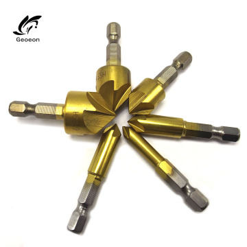 3/6pcs 5 Flute Chamfer Countersink 1/4