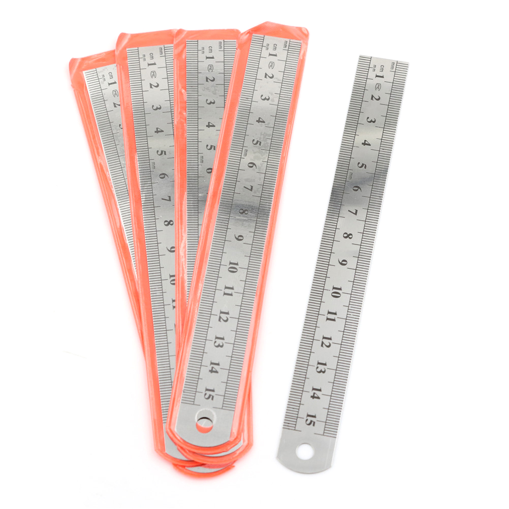 15cm Stainless Steel Ruler Double Sided Graduated Steel Ruler Art Painting And Learning Office Stationery Drafting Supplies 5Pcs