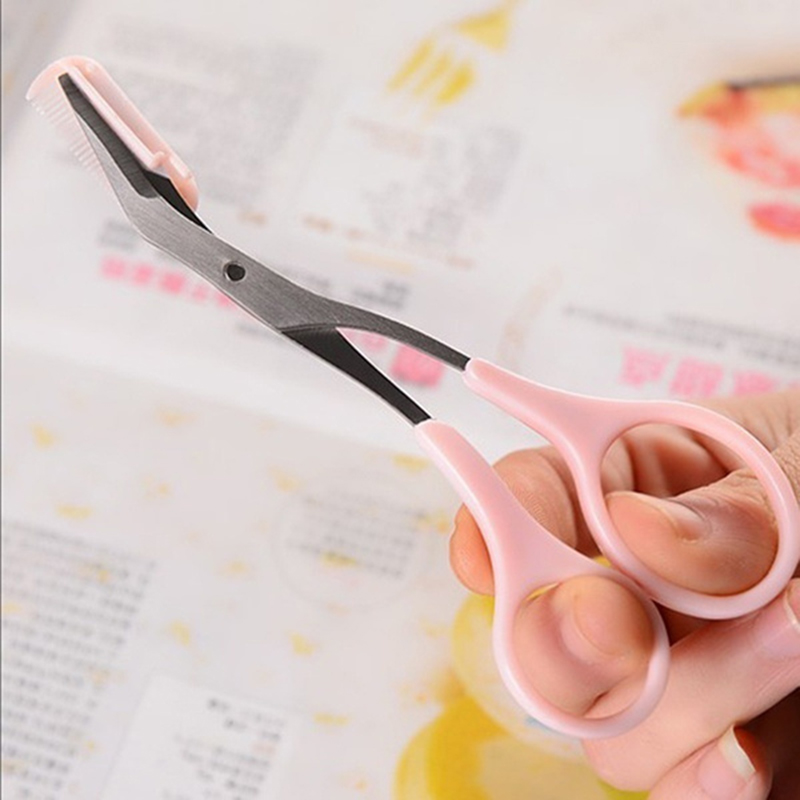 1pcs Eyebrow Trimmer Scissors Comb Eyelash Hair Scissors Clips Shaping Eyebrow Razor Shear Groom Hair Trim 6 Colors