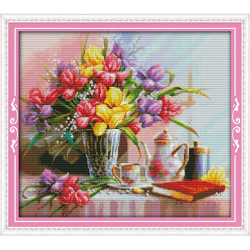 Beautiful flowers cross stitch kit flower 14ct 11ct printed fabric canvas stitching embroidery DIY handmade needlework
