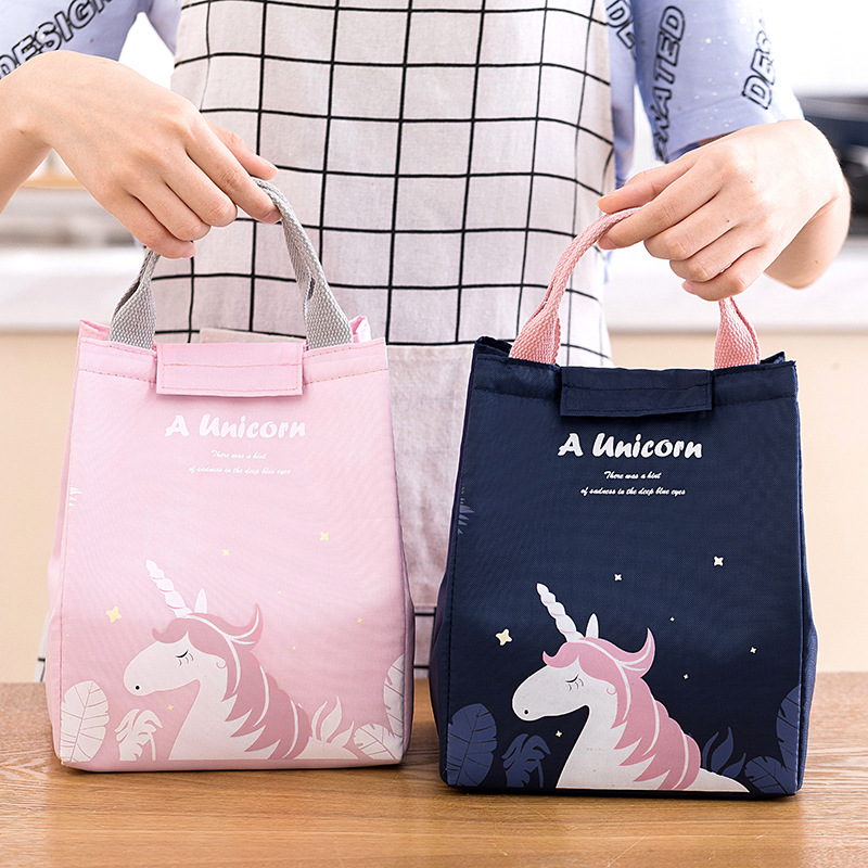 New Cute Cartoon Unicorn Lunch Bag Kids Women Thermal Cooler Bag Insulated Waterproof Tote Carry Storage Picnic Bento Pouch