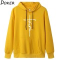 Autumn Winter Women Hoodies Sweatshirts Faith Print Long Sleeve Fashion Oversized Pullovers Tops Famale Casual Loose Hoody