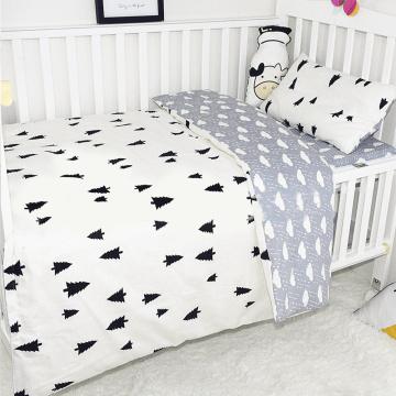 3Pcs Cotton Crib Bedding Set Baby Bed Linens Boy Girl Cartoon Baby Bedding Set Includes Pillowcase Bed Sheet Duvet Cover