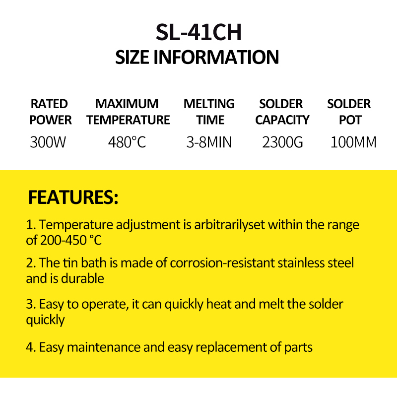 SL-41CH 300W 100mm2300g Thickening POTS capacity digital thermostat Lead Pot Titanium Alloy Soldering 110V 220V