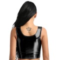 IIXPIN Sexy Womens Shiny Crop Top pole dance Clubwear Metallic Scoop Neck Tank Vest Bustier Croped Tops Bra pole dance clothing