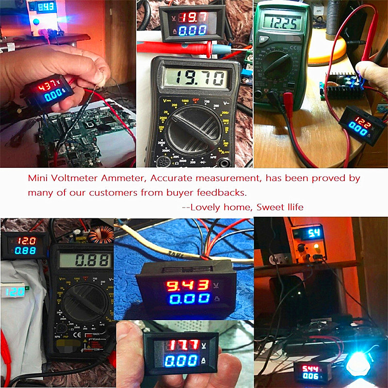 2020 New Mini Digital Voltmeter Ammeter DC 100V 10A Panel Amp Volt Voltage Current Meter Tester Detector Dual LED Display