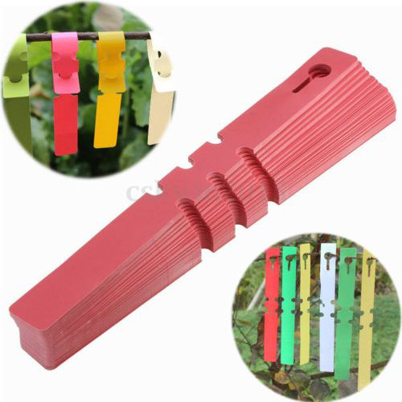 100PCS mini 6 color Garden Plant Pot Markers Plastic Stake Tied Tags Lawn tree seedling plant fruit trees signs prompt card