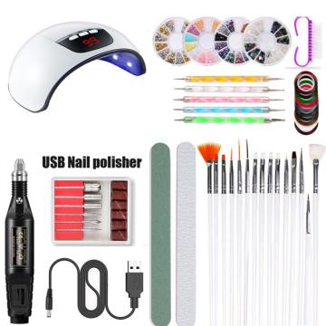 6 Style Choose Ail UV Lamp Nail Sticker Drill Tool Set 45W USB Recharge Smart Sensor Curing Nail Polishing Machine Nail Art Tool