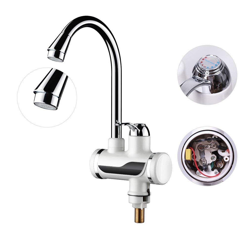 110V US Plug Tankless Electric Water Heater Faucet Kitchen Heating Dispenser Tap With LED Display Under Inflowing Hot Water
