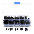 300pcs/set M3 Nylon Screw White or Black Hex Screw Nut Spacer Stand-off Varied Length Assortment Kit Box