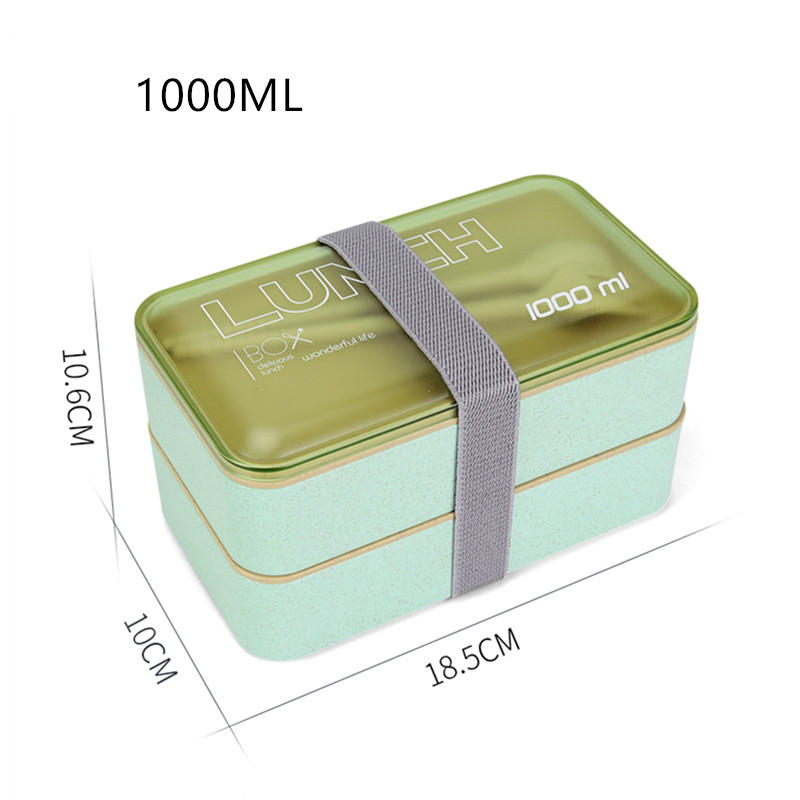 1000ml Protable Lunch Box Double Layer Wheat Straw Bento Boxes Microwave Dinnerware Food Storage Container Lunchbox