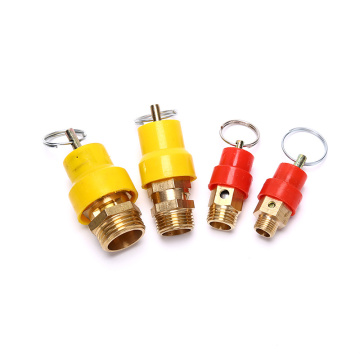 Safety Valve Spring Type Vent Exhaust Valves Thread Connector Pressure Tube Air Compressor Red/Yellow Hat Brass Pneumatic Parts