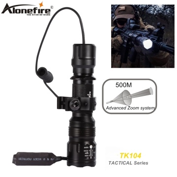 Alonefire TK104 XM-L2 LED Zoom Professional Tactical flashlightlamp Airsoft Rifle Shot Gun Outdoor Hunting Powerful Torch light
