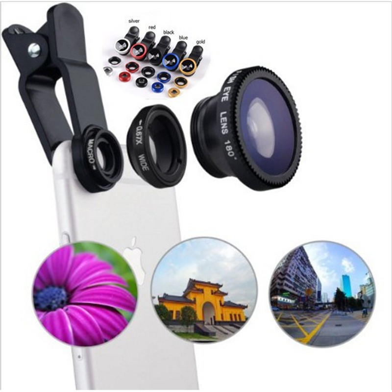 Universal Photography Camera 3 In 1 Wide Angle Macro Fisheye Lens Clip Camera Kits for iPhone Samsung Mobile Phone Accessories