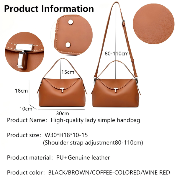 Leather flip-top fashion handbag for women