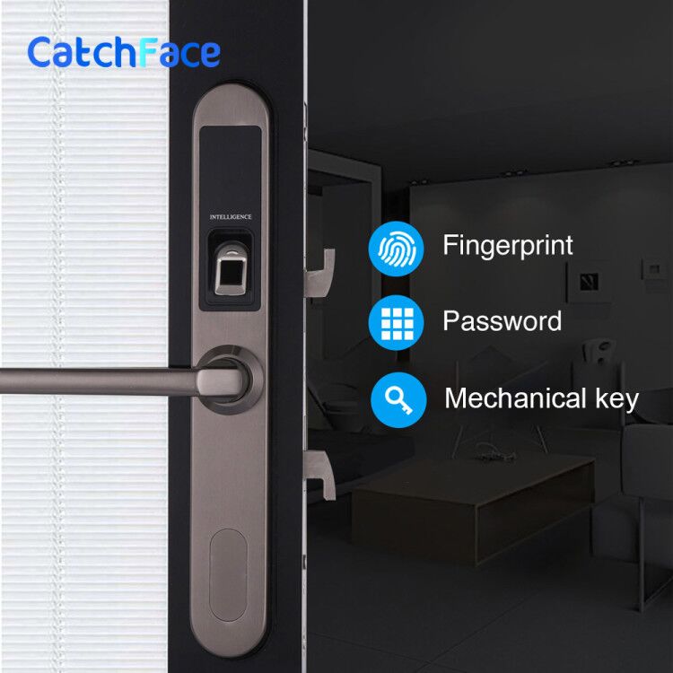 304 SS Smart Lock Electronic Outdoor Waterproof Biometric Fingerprint Scanner Keyless Door Locks for Aluminum Glass Swing door