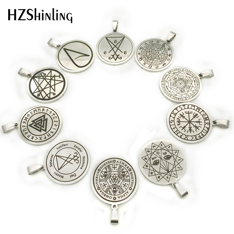 Polished Vassago Sigil charm Yoga Pendant Round Hand Craft Necklace Pendants Art Jewelry Ball Chain HZ7