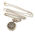 Vintage Fashion Pocket Watch Bronze Color Quartz Watch Chain Stainless Hollow Pentagram Watches Pendant Gift cep Clock