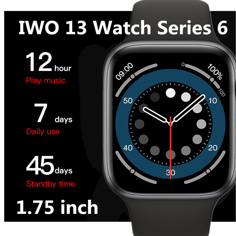 IWO 13 smart watch men women Series 6 1.75'' display Magnetic charger heart rate sport waterproof Updated IWO12 PRO smartwatch
