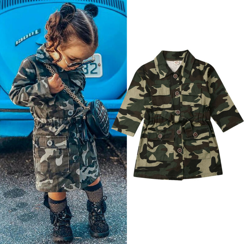 New Toddler Kid Baby Girl Clothes Camouflage Top Coat Jacket Outwear Windbreaker