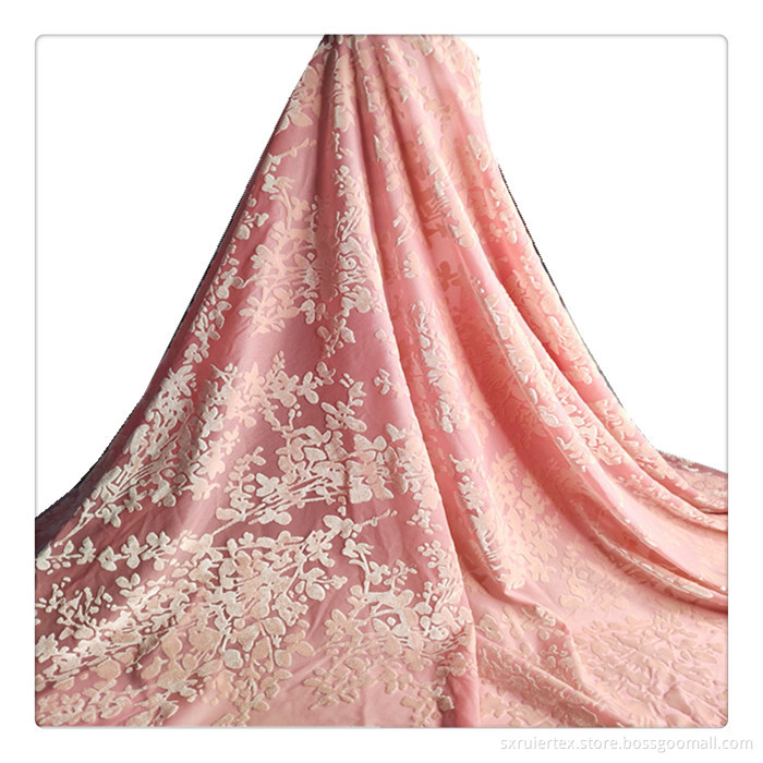 flower burnout pink silk velvet fabric high-grade crushed velvet fabric custom velvet burnout fabric