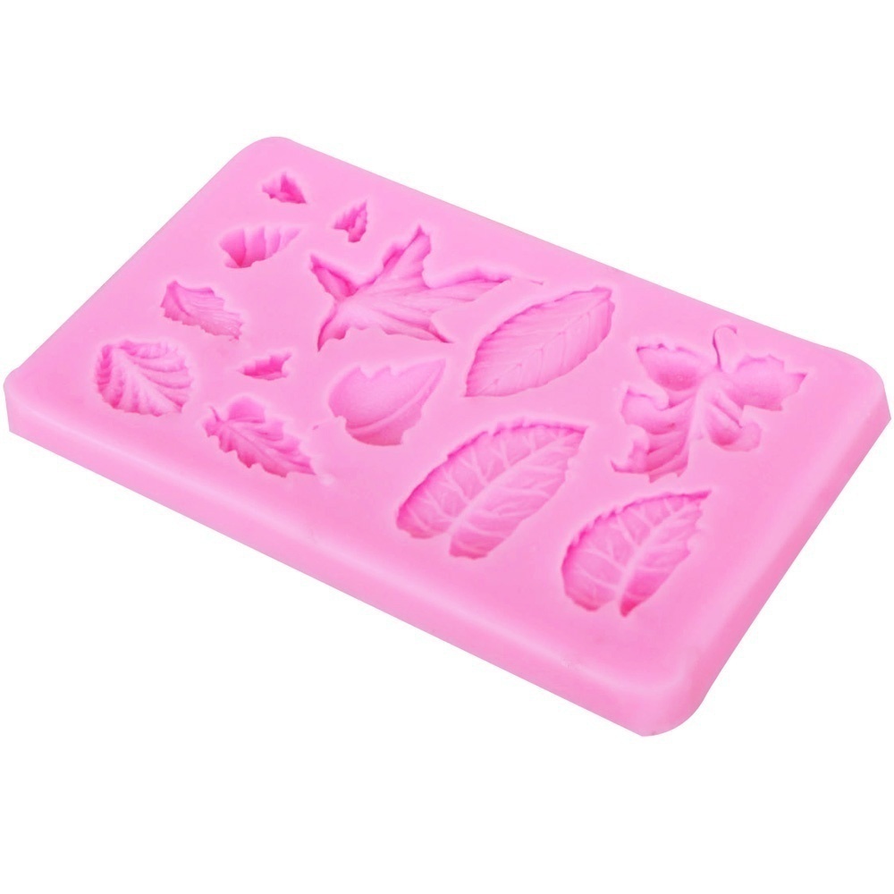 Maple Rose Leaf Cake Border Silicone Molds Christmas Cupcake Fondant Cake Decorating Tools Chocolate Candy Clay Moulds