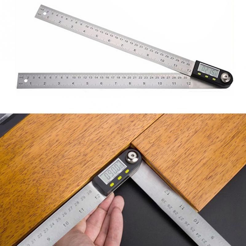 1Pcs 500mm Digital Protractor Inclinometer Goniometer Level Measuring Tool Electronic Stainless Steel Angle Ruler 12inch