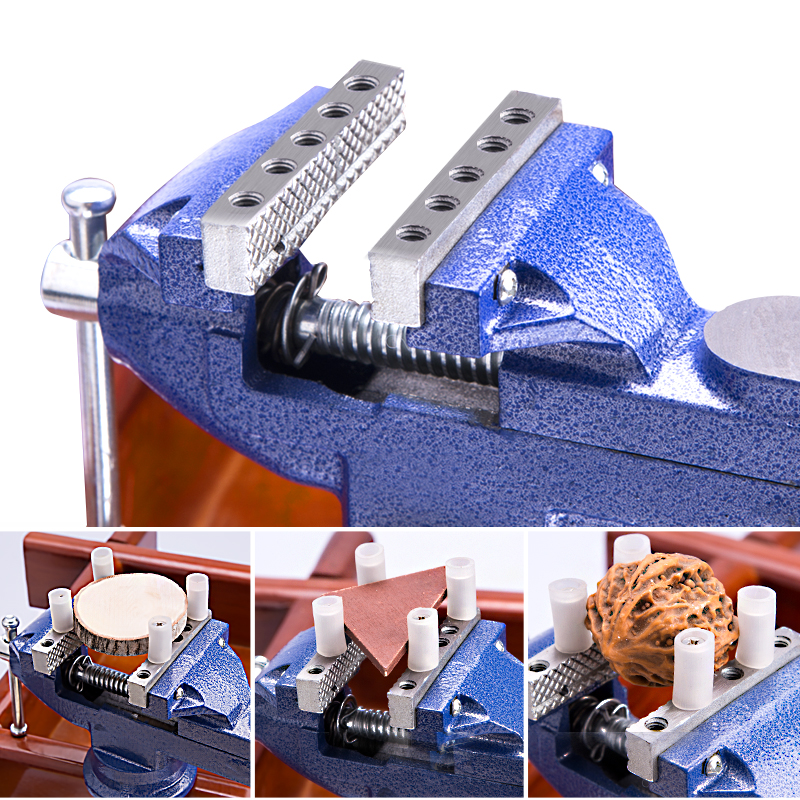3" Multi-functional Clamp-on Bench Vise 360 Degree Swivel Cast Iron Tabletop Vice with Anvil and Large Table Clamp 100mm