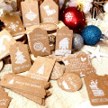 50Pcs Christmas Kraft Paper Tag Card with Rope Christmas Decorations Gift Box Tag Labels Party Supplies Navidad Xmas New Year