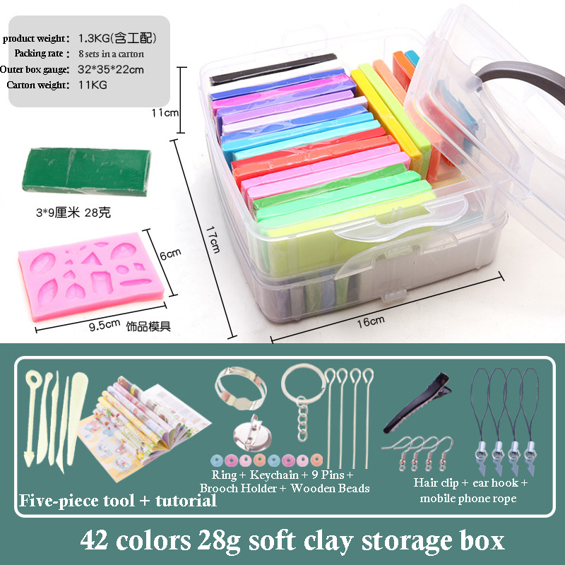 32 Color 3D Clay Plasticine Portable Box New Clay Creative Puzzle Tool Set Polymer Modeling Clay Oven Bake Clay 24pc Clay Mold