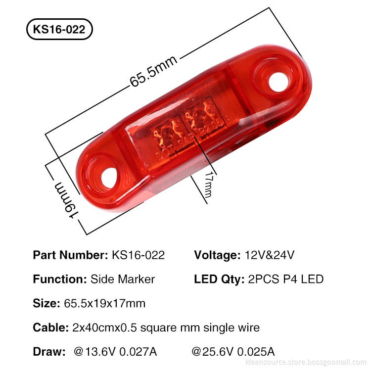 Indicators Red Amber Side Light for Vehicle